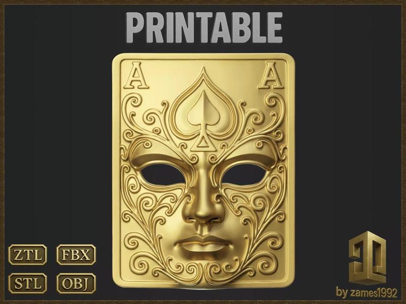 Ornate Playing Card Ace of Spades Mask