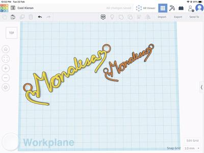 MonaLisa text pendant stl verified