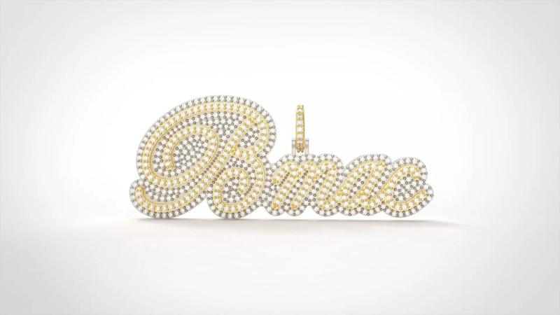 Model 508  Name Digit Necklace Bmac Diamond Name Plate