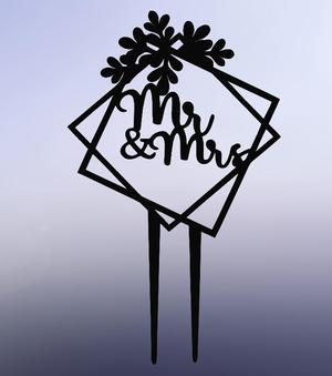 Mr & Mrs Cake Topper with Flowers – 3D Printable Wedding Decoration