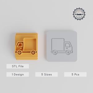 Lorry Stamp Tile Collection, Motif Sizes 20-40mm, Perfect for Clay, Cookies, Fondant & More, Transport Vehicle Design PRODUCT_3338
