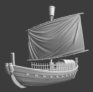 Early Medieval Mediterranean Merchant Ship STL | 3D Printable Wargaming & Diorama Model (28mm / 32mm)