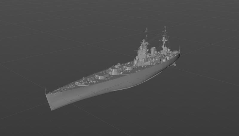 British battleship "Rodney" 3D model material