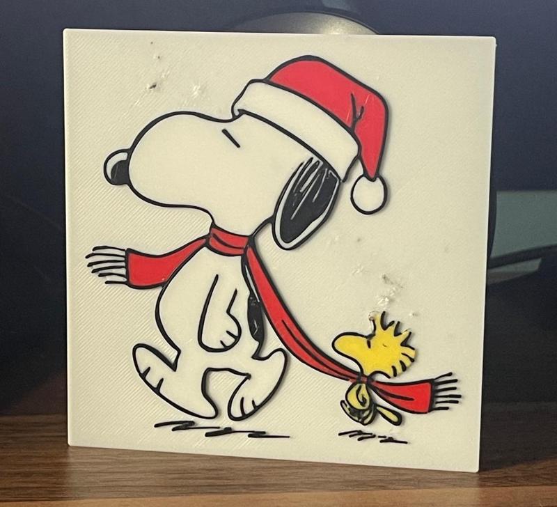 Snoopy and Woostock Christmas sign poster