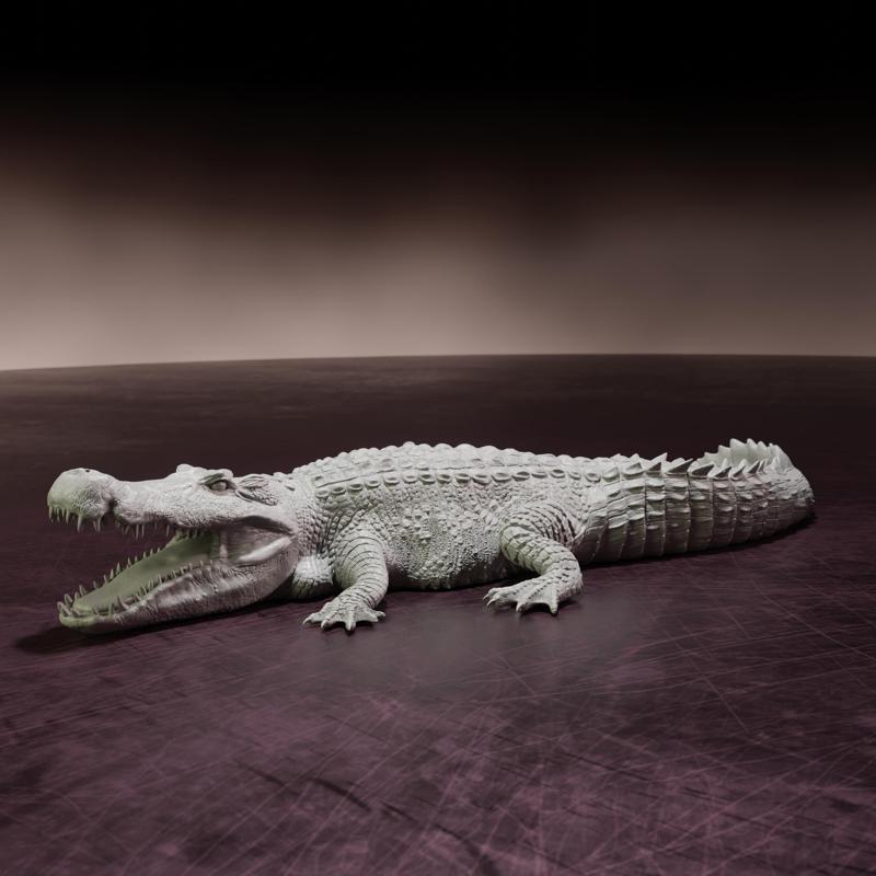 Deinosuchus resting - pre-supported prehistoric crocodile/alligator