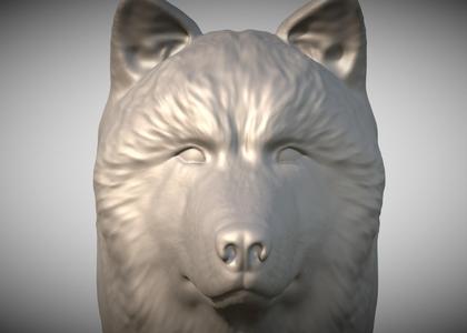 Alaskan Malamute head for 3D printing