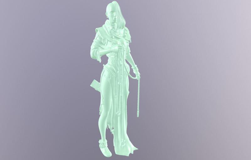 3D Female Warrior Statue: Intricate and Detailed Design