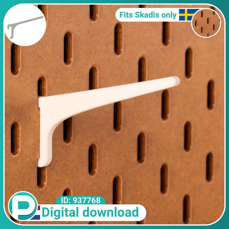 Angled hook 8cm - very strong - fits Skadis pegboard - Digital download