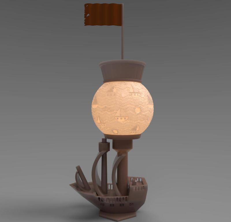 Sailing ship E27 lamp Lithophane MMU