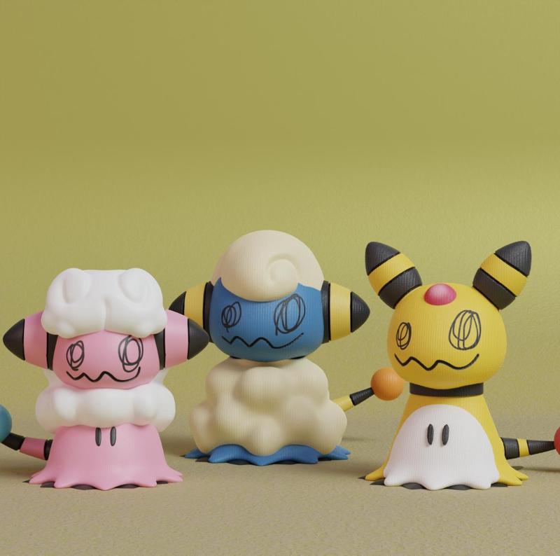 Pokemon - Mimikyu Mareep, Flaaffy and Ampharos