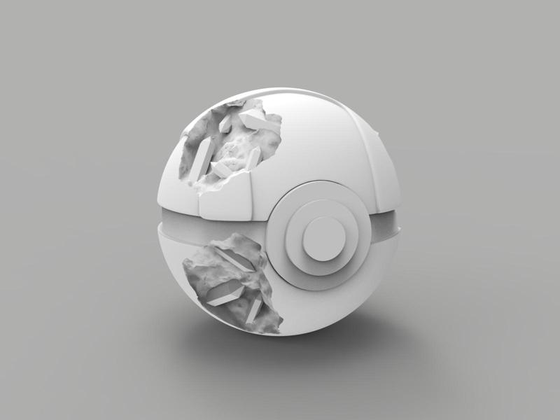 ULTRABALL POKEMON DANIEL ARSHAM STYLE SCULPTURE - WITH CRYSTALS AND MINERALS