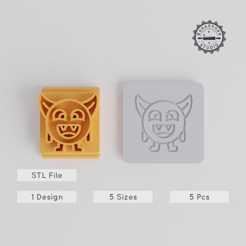 Big Horn Monster Stamp Tile Set, 5 Sizes, 20-40mm, for Clay, Cookies & Fondant 3D Print STL PRODUCT_3101