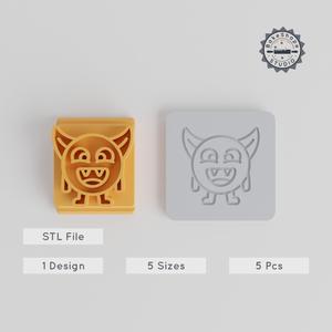 Big Horn Monster Stamp Tile Set, 5 Sizes, 20-40mm, for Clay, Cookies & Fondant 3D Print STL PRODUCT_3101