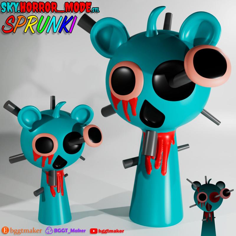 Sky HORROR SPRUNKI INCREDIBOX | Sky Blue Sprunki 3D Model STL Fan Art