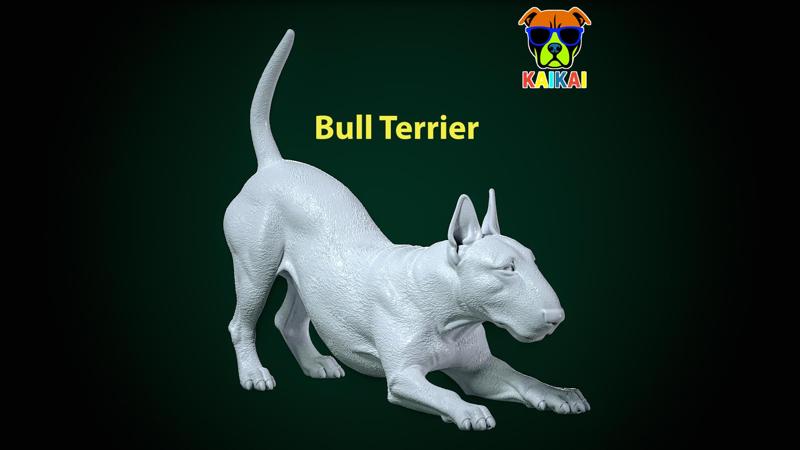 Bull Terrier Dog model - Bully Dog  statue - 3D print