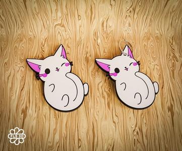 Kawaii Cat Magnet & Keychain Set