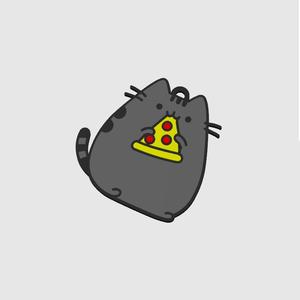 Pusheen Cat Pizza : cat eating pizza keychain