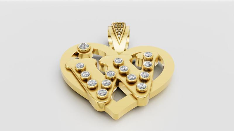 W HEART PENDANT  3d printable model