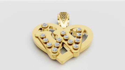 W HEART PENDANT  3d printable model