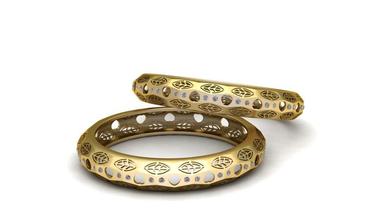Golden Leaf Pattern Diamond Ring