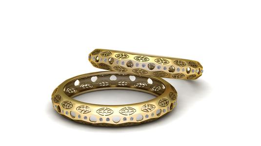 Golden Leaf Pattern Diamond Ring