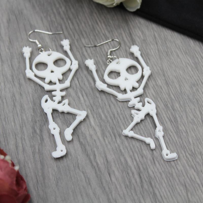 Skeleton Halloween Earring Medal Chain Necklance Scare