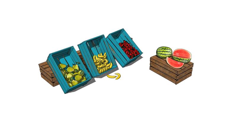 VEGETABLE STACK Blackberry J0 Tomato Potato Pepper Bread Pumpkin Zucchini Carrot Lettuce Cabbage Apple Melon Watermelon kactus Pineapple Plantain Banana Grape Ocume Cake Strawberry Hamburger Mango Pear Papaya Mussel Lemon Basket Box Plate Kiwi