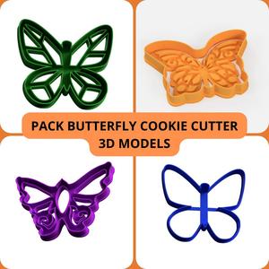 butterfly cookie cutter cutting 3d model pack x4