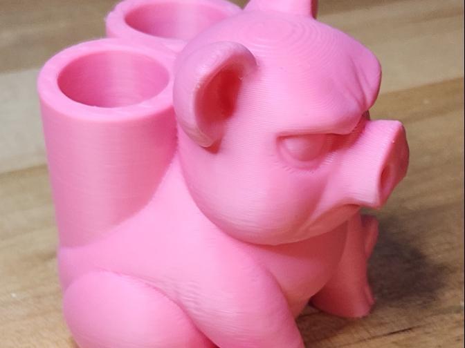 Angry Cute Pig Animal Sitting Pen Holder Air Plant