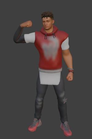 Patrick Mahomes Fortnite Skin STL - Casual Style 3D Print