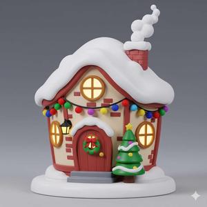 christmas house decoration with snow