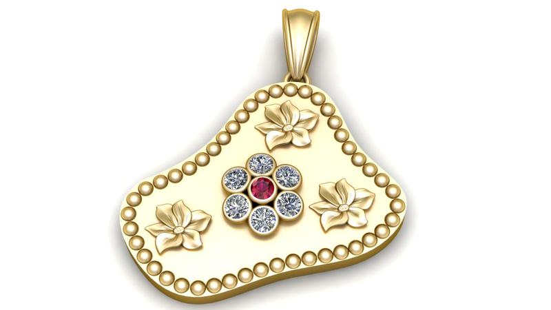 floral gold pendant 3D printable model