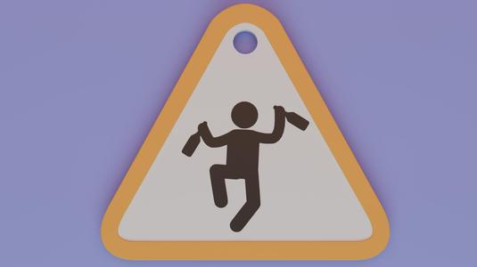 Keychain in the form of a sign Beware of Drunken Man
