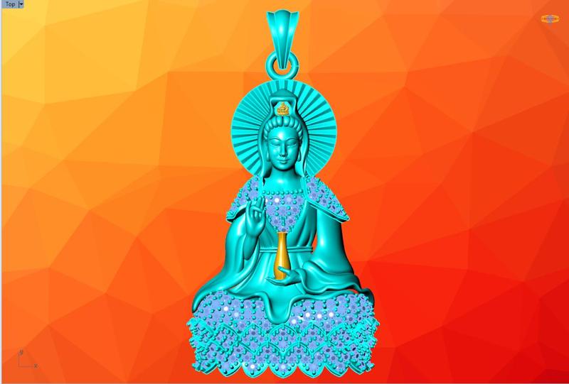 Guan Yin Pendant Necklace - Bodhisattva Goddess of Mercy Jewelry - N945125