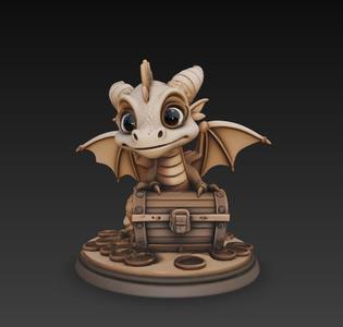 Guardian Dragon | Fantasy Miniature with Treasure Chest for Tabletop & Display