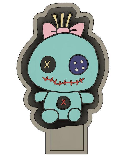 Car Freshie Lily and Stitch voodoo doll Scrump silicone mold housing