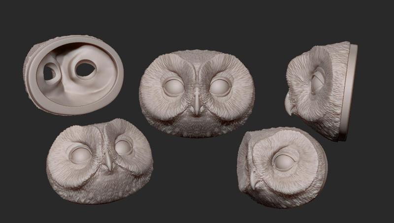 04 Owl Griffin Head, Bird, Art Dolls