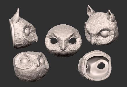 01 Owl Griffin Head, Bird, Art Dolls