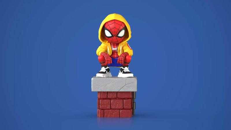 Spiderman Chibi Hoodie 3D Model STL Printable