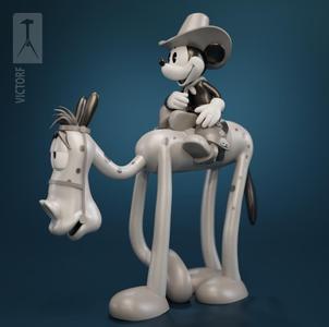 Mickey cowboy. Equestrian figure