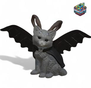 Gothic Winged Horned Cat Figurine - Halloween