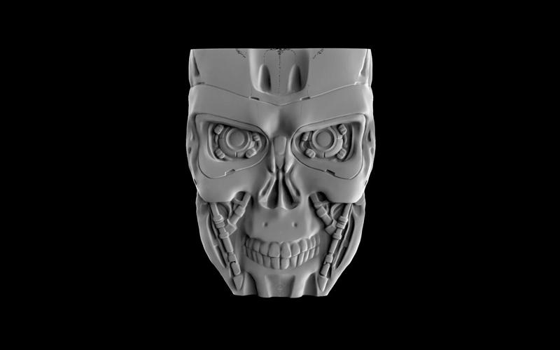 Terminator T-800 robot cyborg face low-relief bas-relief