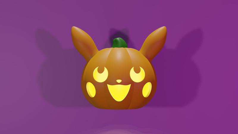 Picachu Pumpkin with Light