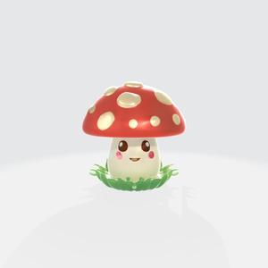 Cute Kawaii Mushroom Character 3D Model - Cartoon Toadstool