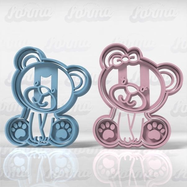 Set of Bear x 2u - Baby Shower - Cookie cutter