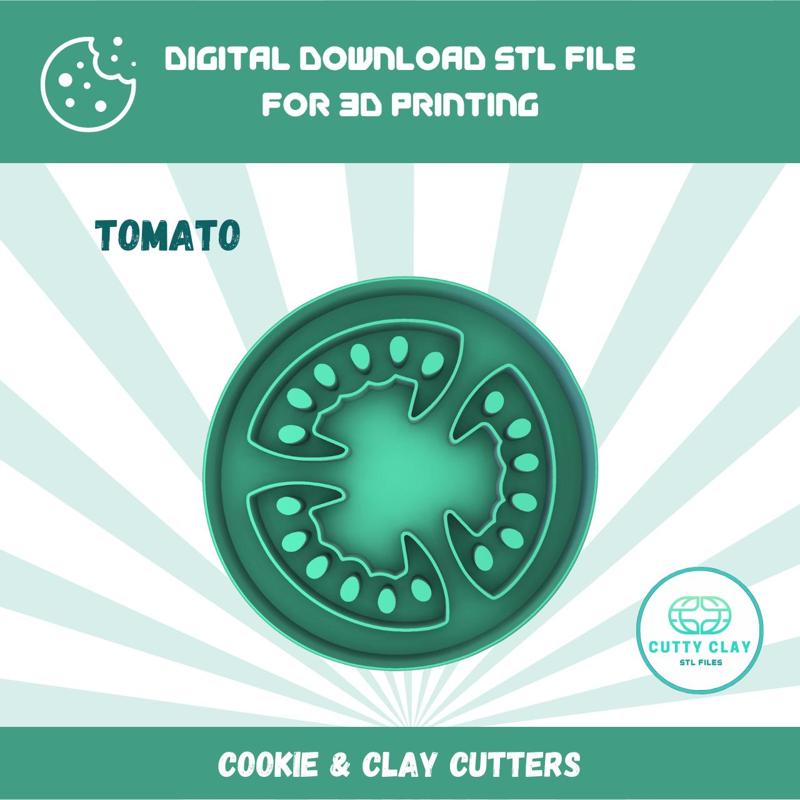 Cutty clay stl sliced tomato cutter, cookie and coaster cutter, stl file to download for 3d printing