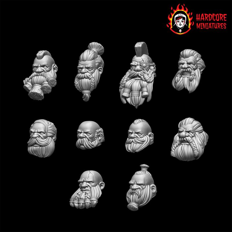 Space Dwarf Veteran Bare Heads