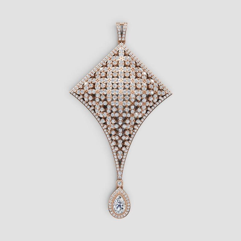 3D Cad jewelry design of Lady diamond Necklace with Gem stone