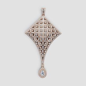 3D Cad jewelry design of Lady diamond Necklace with Gem stone