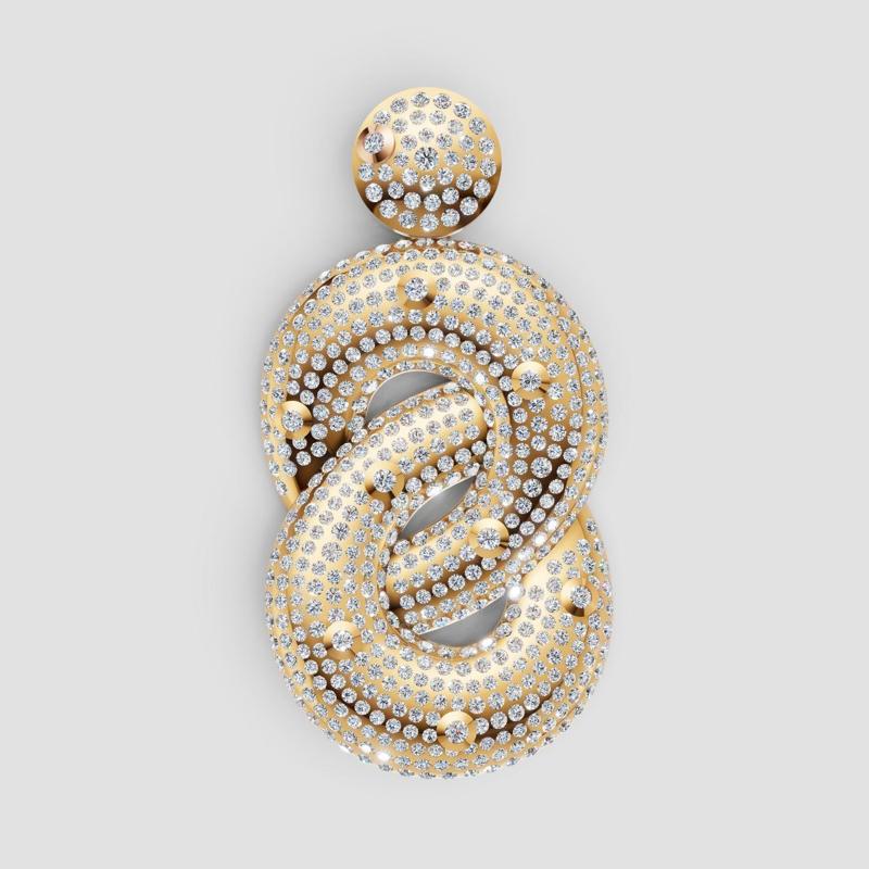 3D Cad jewelry design of Lady diamond Necklace with Gem stone